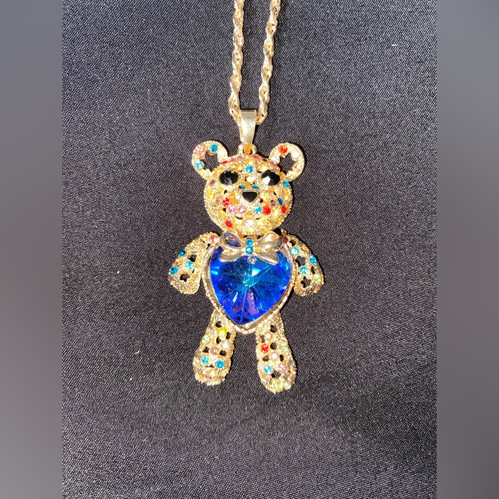 Teddy bear birthstone pendant